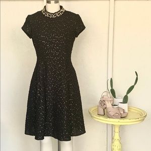 Vince Camuto Black Gold Sequin Dress US 6